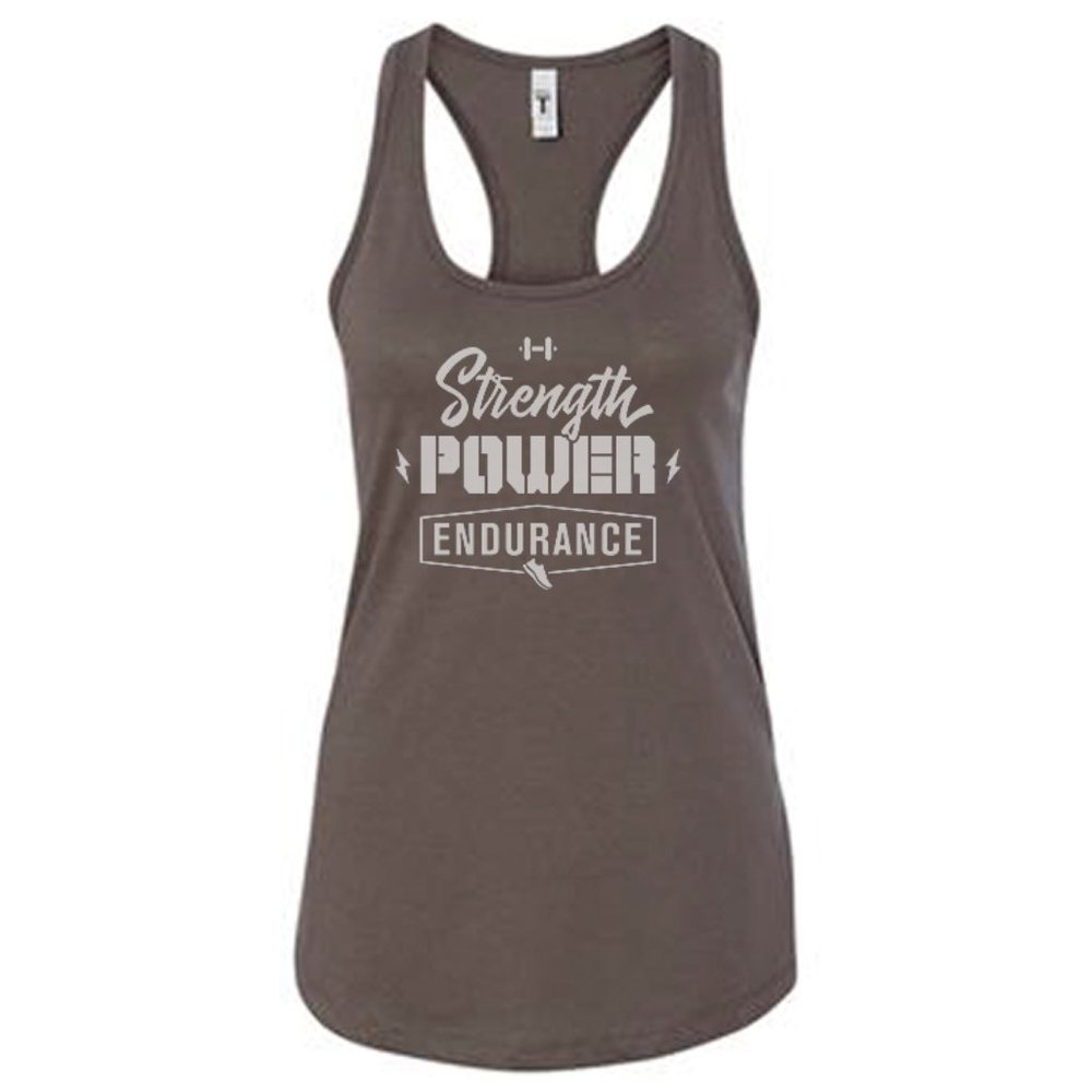 Orange Theory STRENGTH POWER Racerback Warm Gray